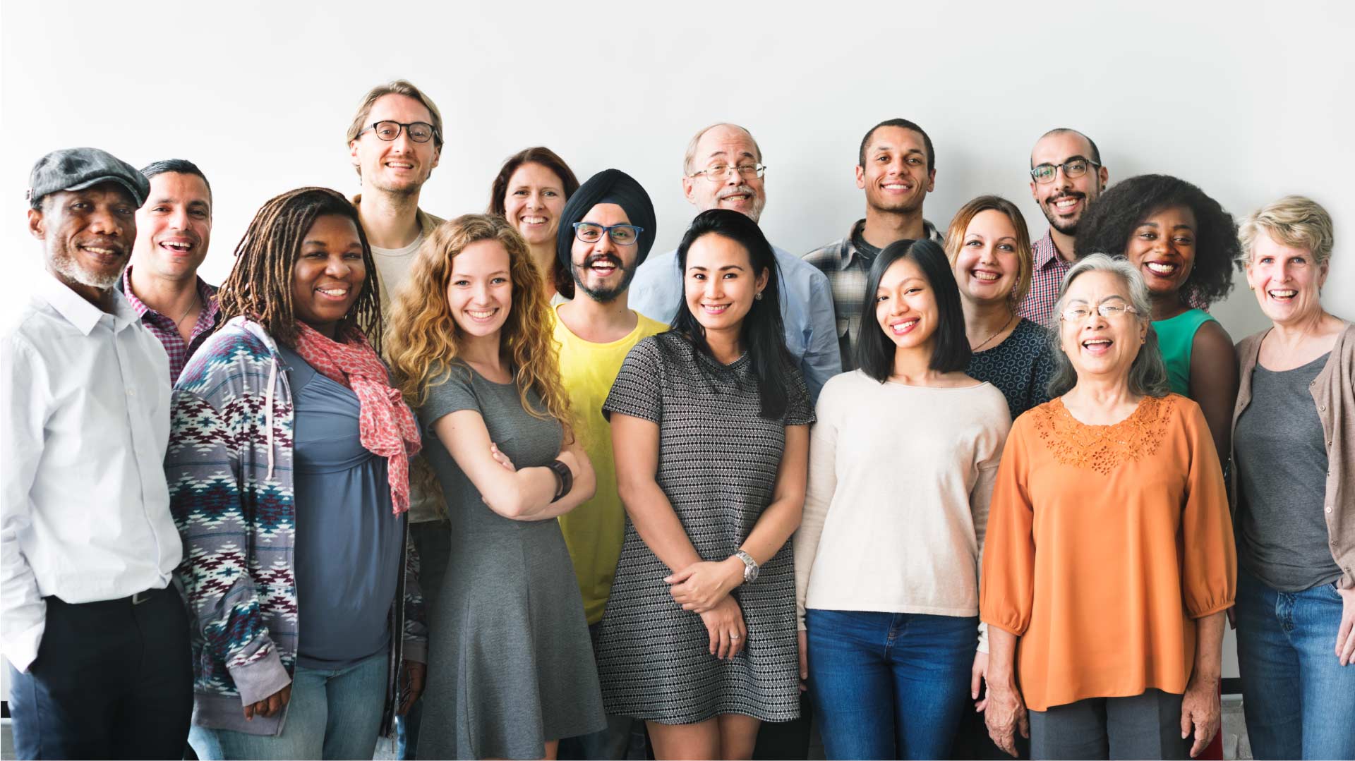 group photo with business casual employees