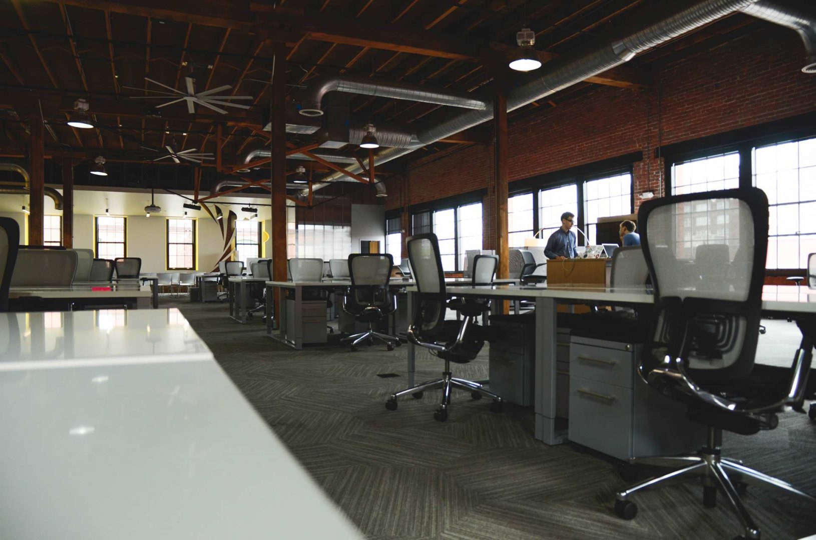 office with many empty computer chairs