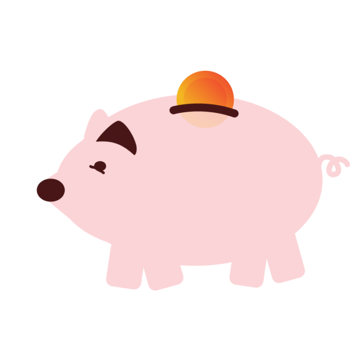 Piggy bank with coin going in